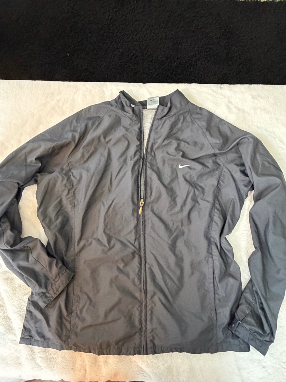 Nike Gray Women's Windbreaker Jacket with Swoosh Logo